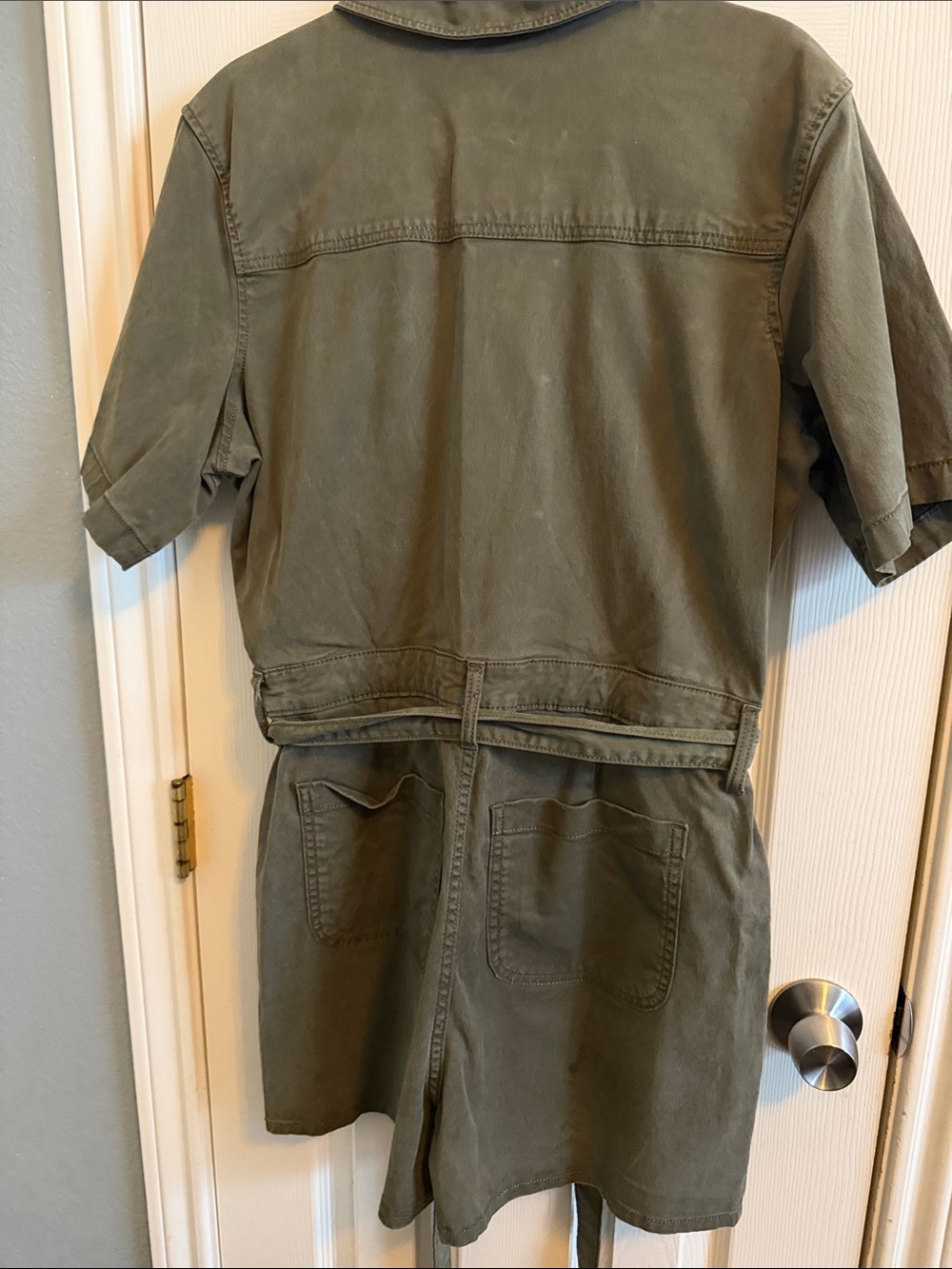 Universal Thread Olive Green Utility Tie-Waist Women's Shorts Romper - Picture 8 of 8